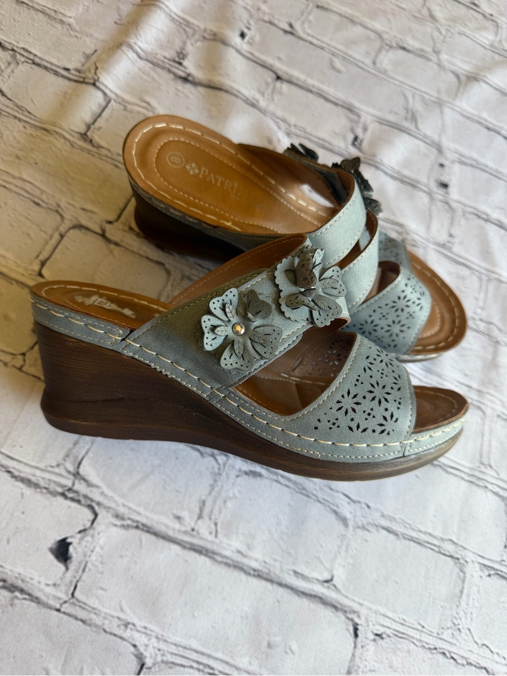 Patrizia By Spring Step Sandals Blue Lolly Flowers Size 8 Cottagecore